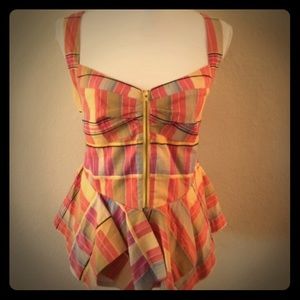 Anthropologie plaid summer halter top